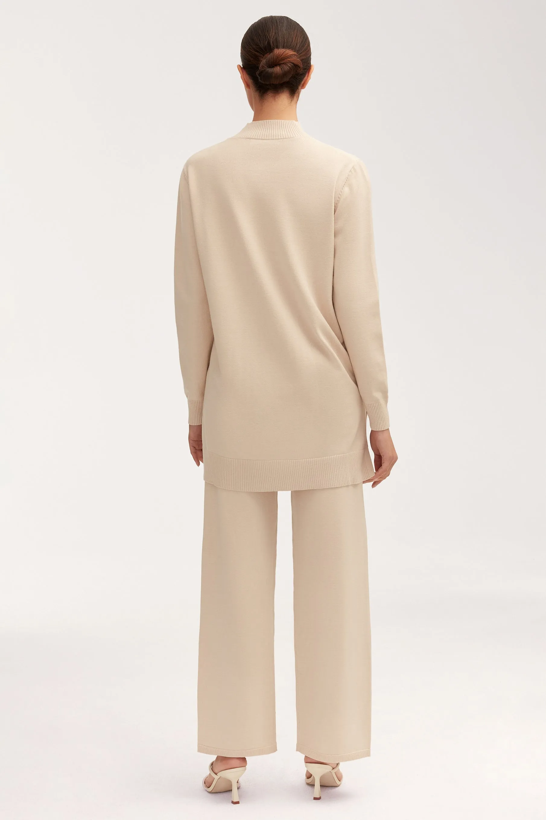 Jess Side Split Knit Top - Beige