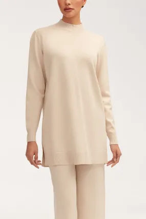 Jess Side Split Knit Top - Beige