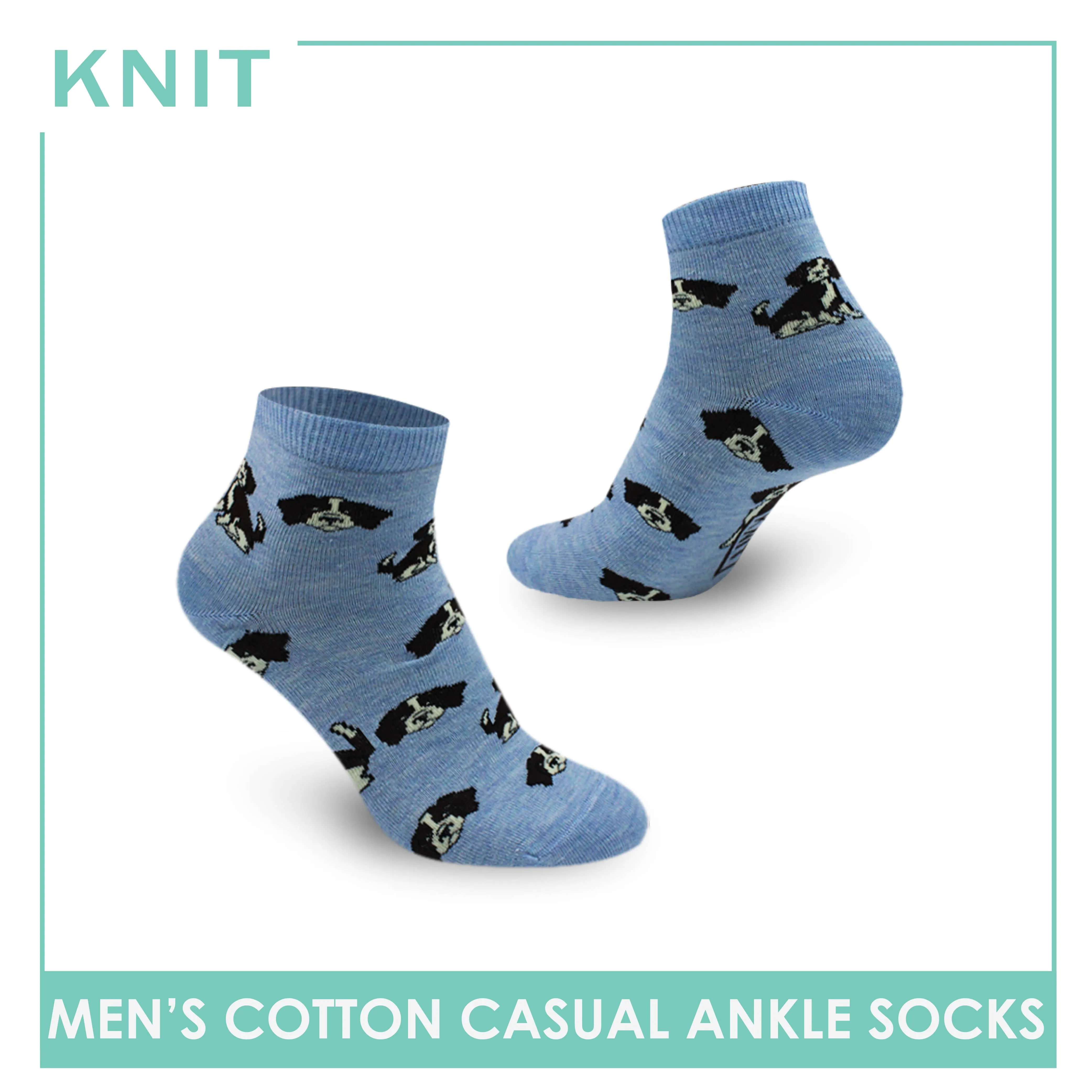 Knit Men's Dog Cotton Light Performance Ankle Socks 1 pair KMC3405