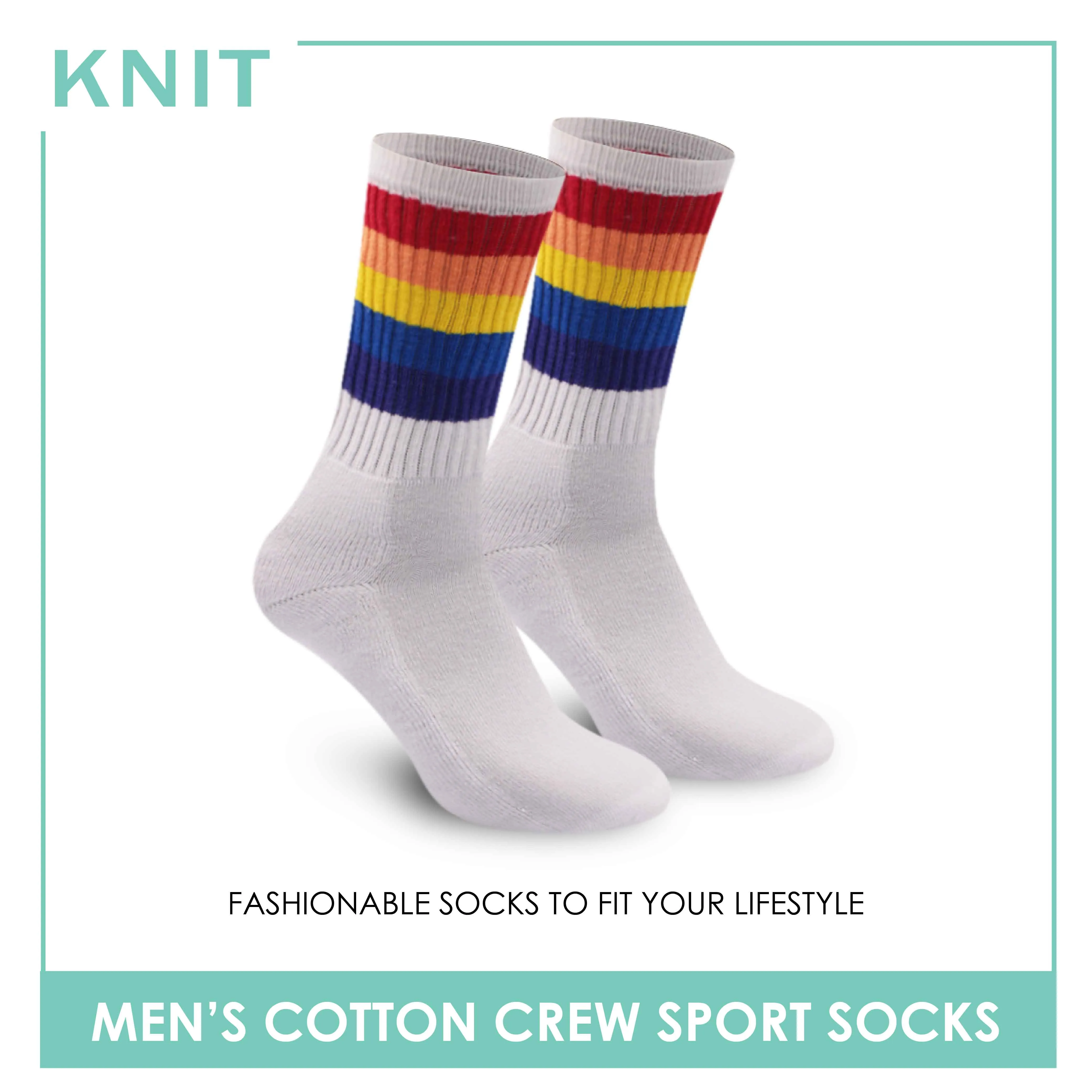 Knit Men’s Retro Fashion Printed Cotton Crew Thin Casual Socks 1 Pair KMS4