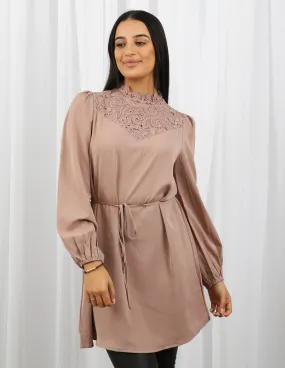 Lace Detail Long Line Blouse