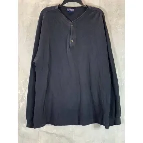 LANDS' END Men's Navy Regular-Fit Henley Long-Sleeve Shirt SZ XL