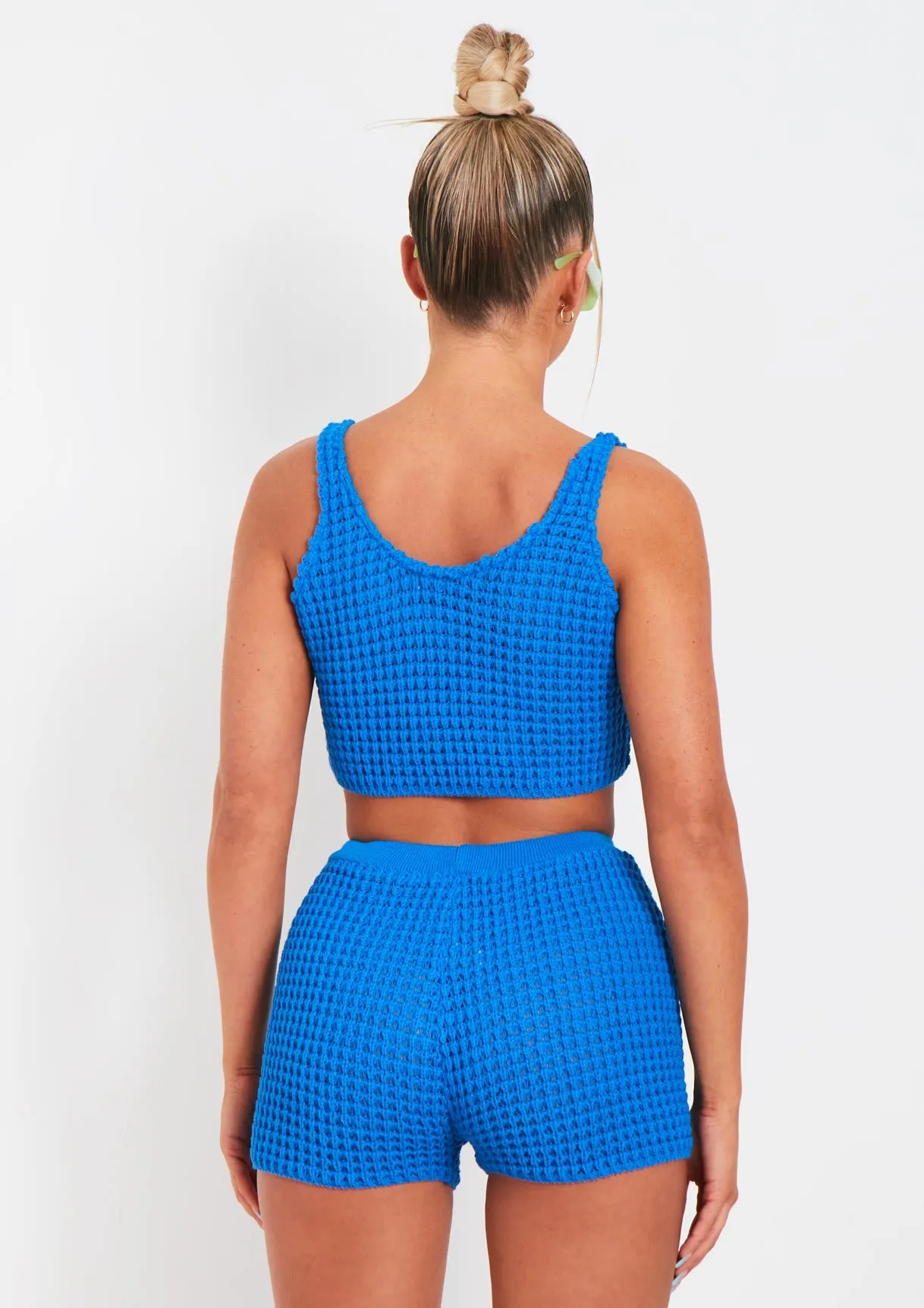 Laurel Blue Crochet Knit Crop Top