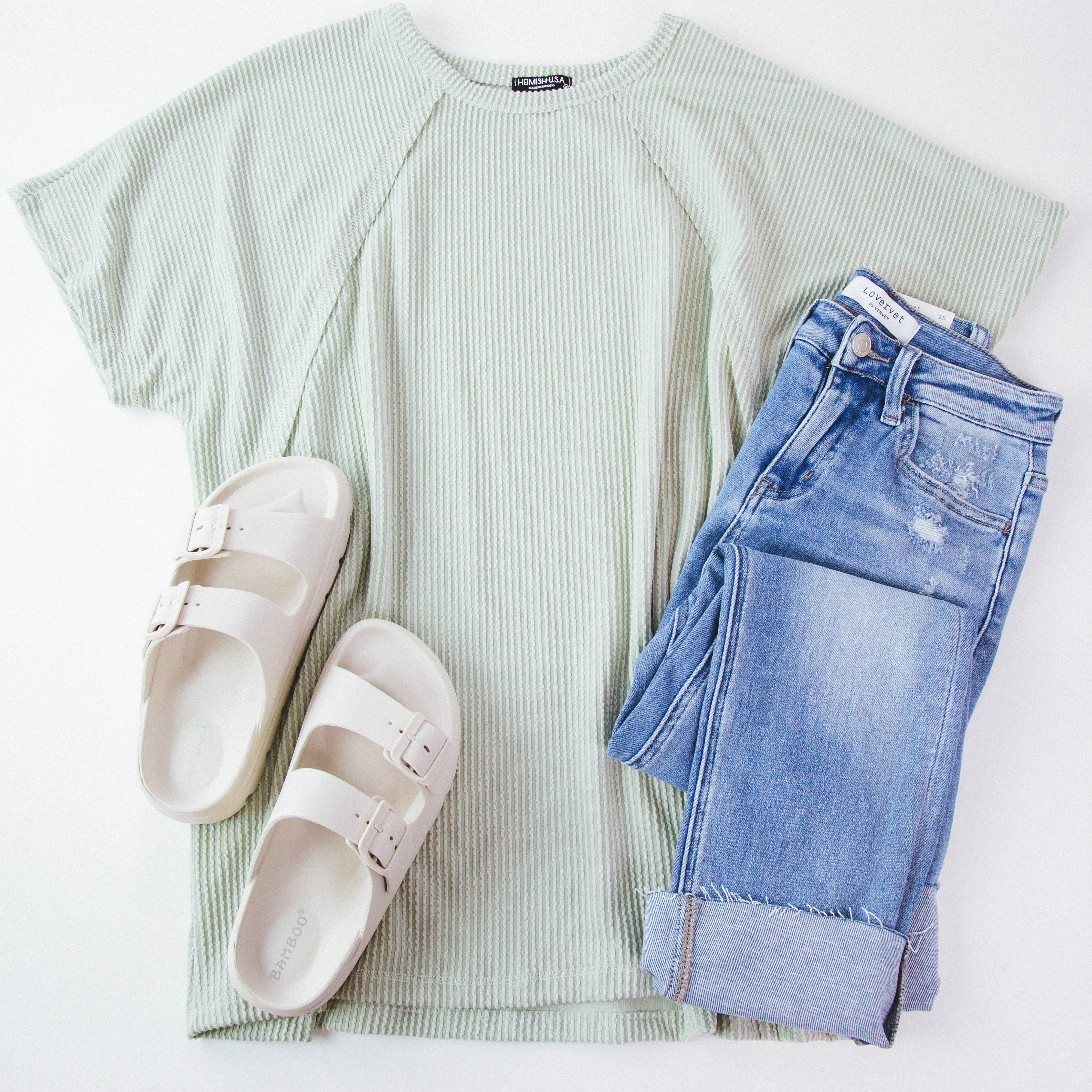 Lila Dolman Sleeve Ribbed Top, Sage | Plus Size