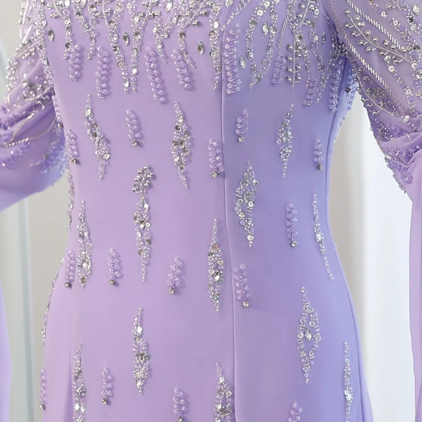 Lilac Mermaid Evening Gown with Cape Sleeves