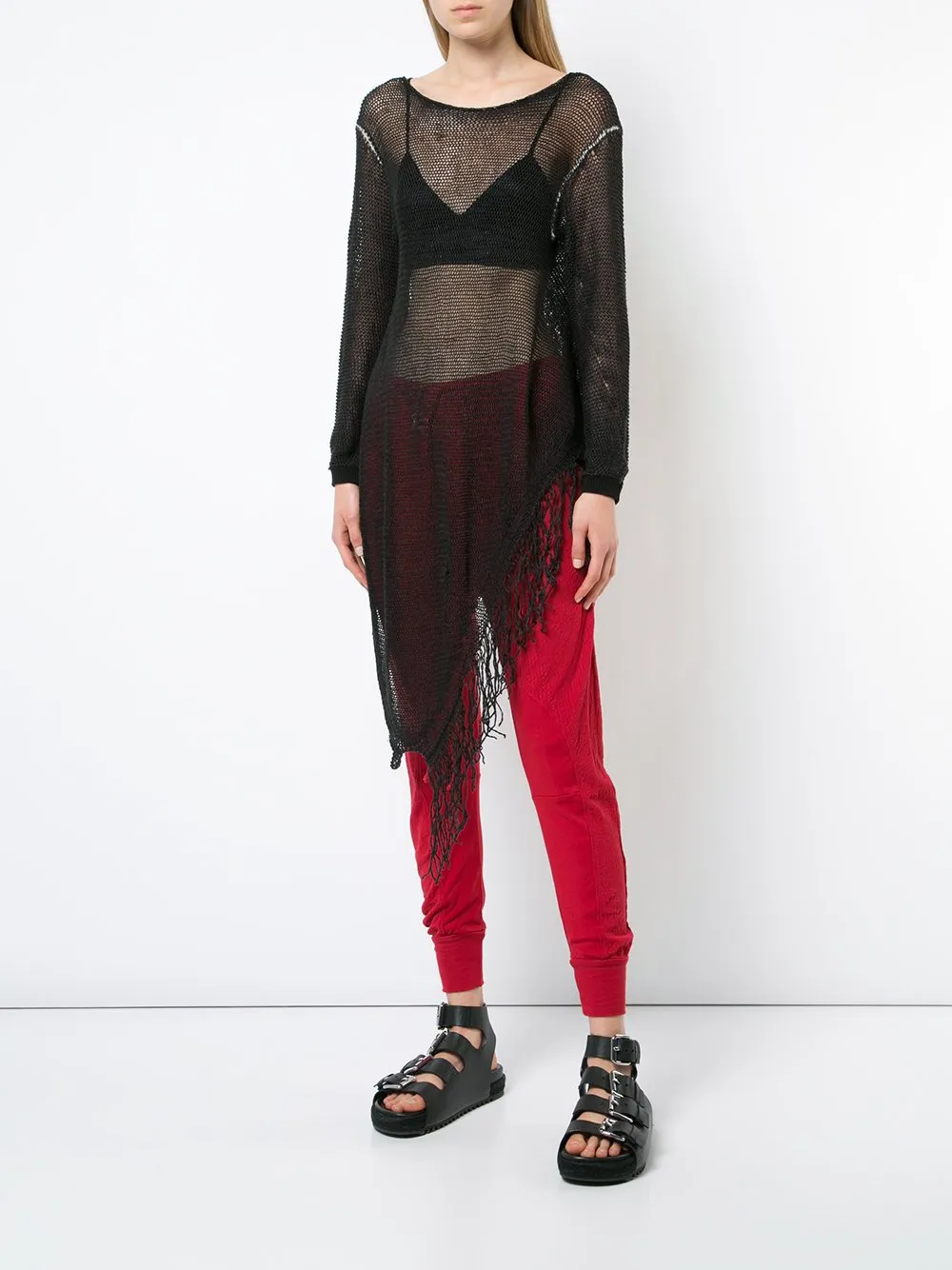 Linen Knit Fringe Top
