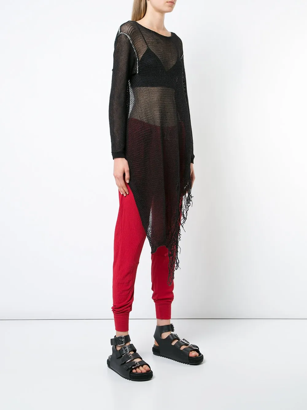 Linen Knit Fringe Top
