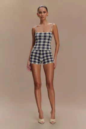 Marcie Knit Short - Navy Gingham