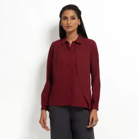 Maroon Double Layer Asymmetrical Top
