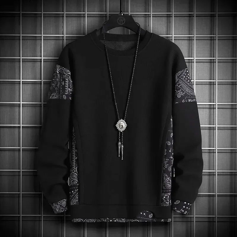 Men Print Casual Cotton O-Neck shirt