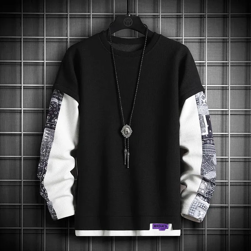 Men Print Casual Cotton O-Neck shirt