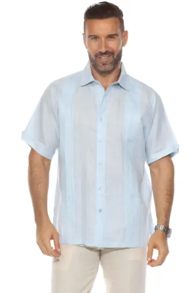 Men's 100% Linen Resort Shirt Short Sleeve with Pin Tuck Accent