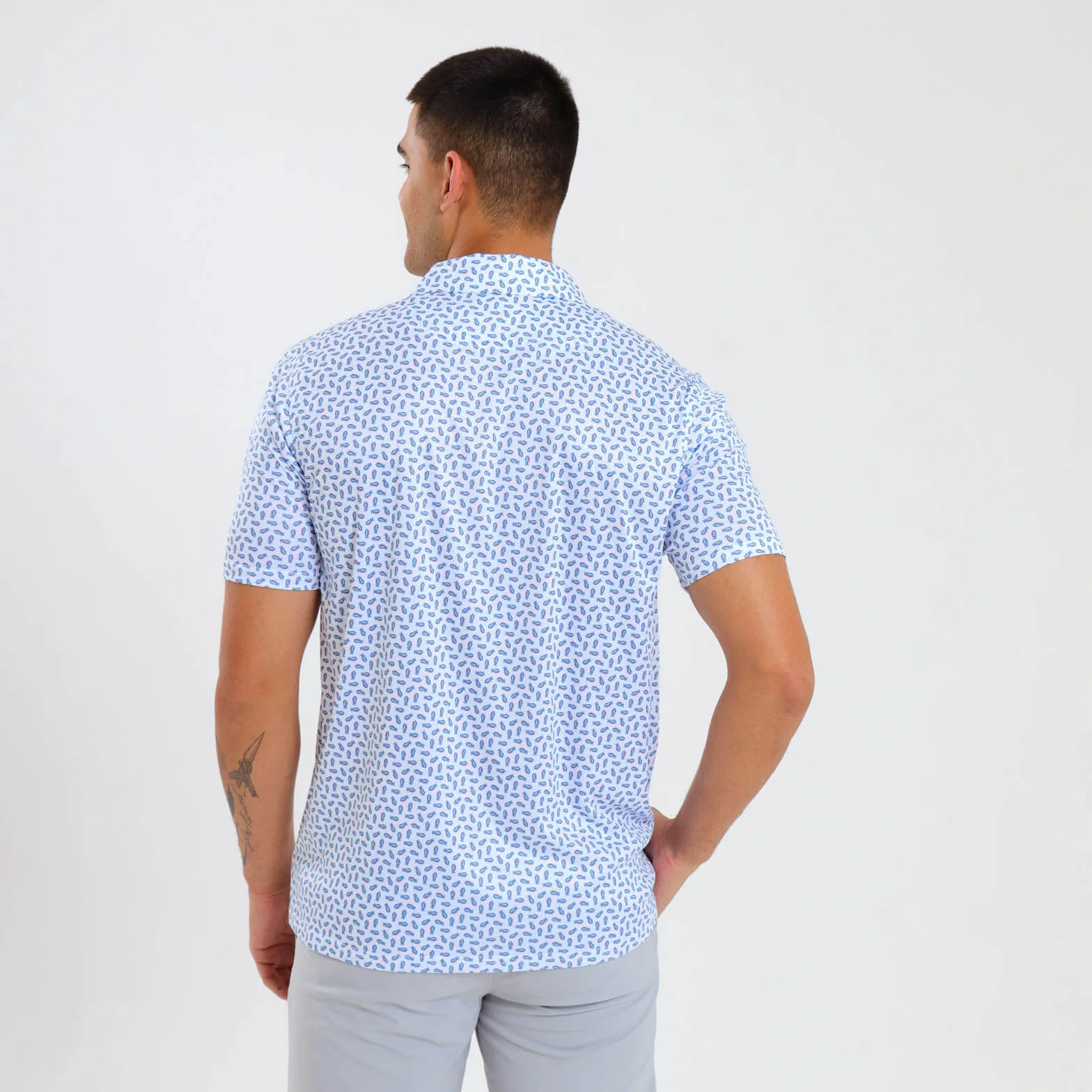 Mens Golf Shirt - Bags | Coral & Blue