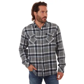 Mens Terrell Blue and Grey Cotton Flannel Shirt