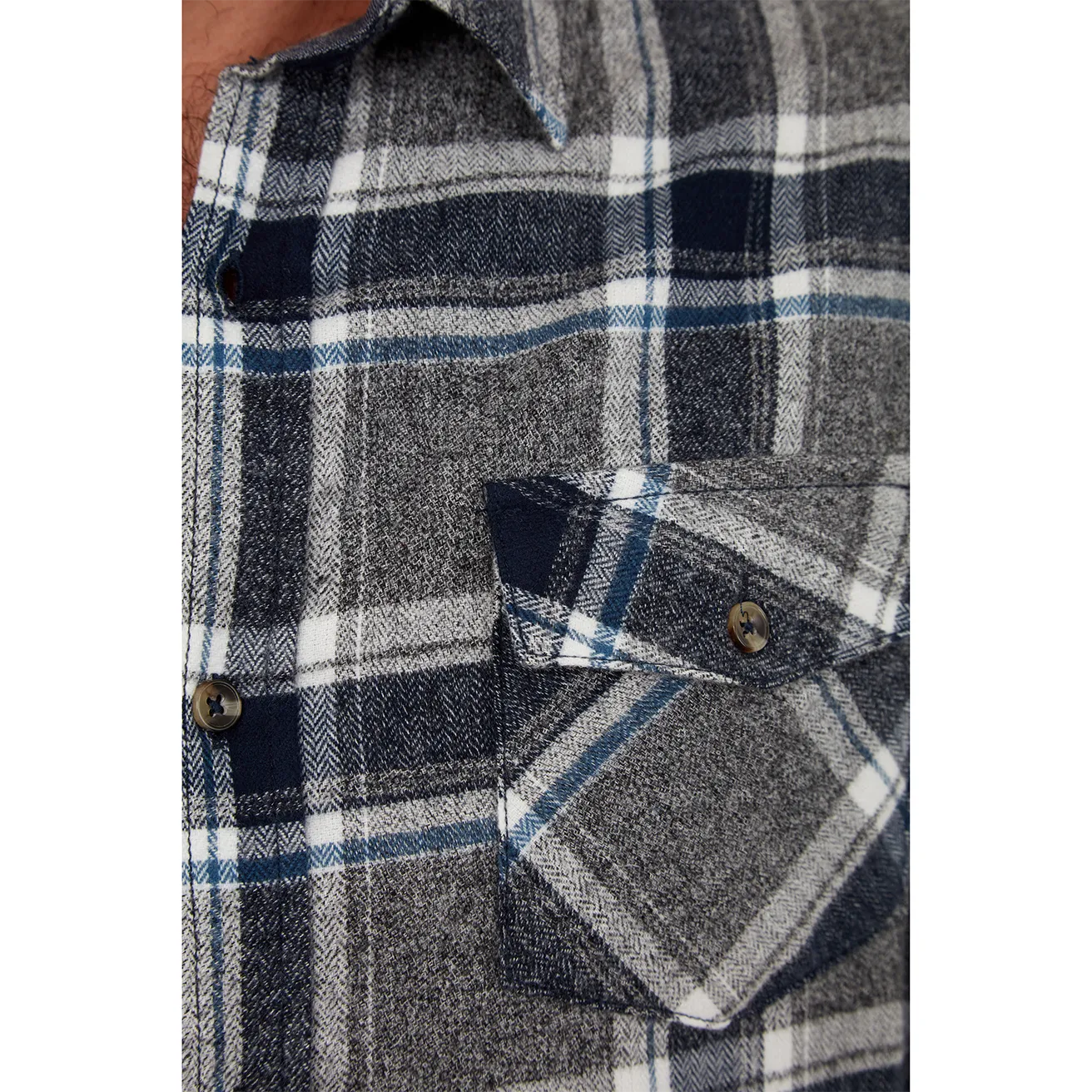 Mens Terrell Blue and Grey Cotton Flannel Shirt