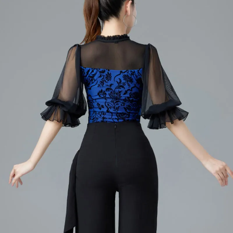 Mesh Floral Ballroom/Latin Top