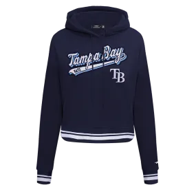 MLB TAMPA BAY RAYS SCRIPT TAIL WOMEN'S RIB FLC CROPPED PO HOODIE (MIDNIGHT NAVY)