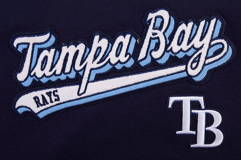 MLB TAMPA BAY RAYS SCRIPT TAIL WOMEN'S RIB FLC CROPPED PO HOODIE (MIDNIGHT NAVY)