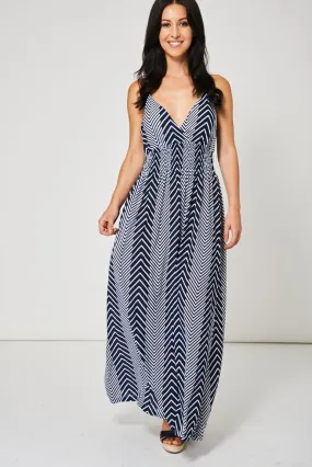 Navy And White Maxi Dress