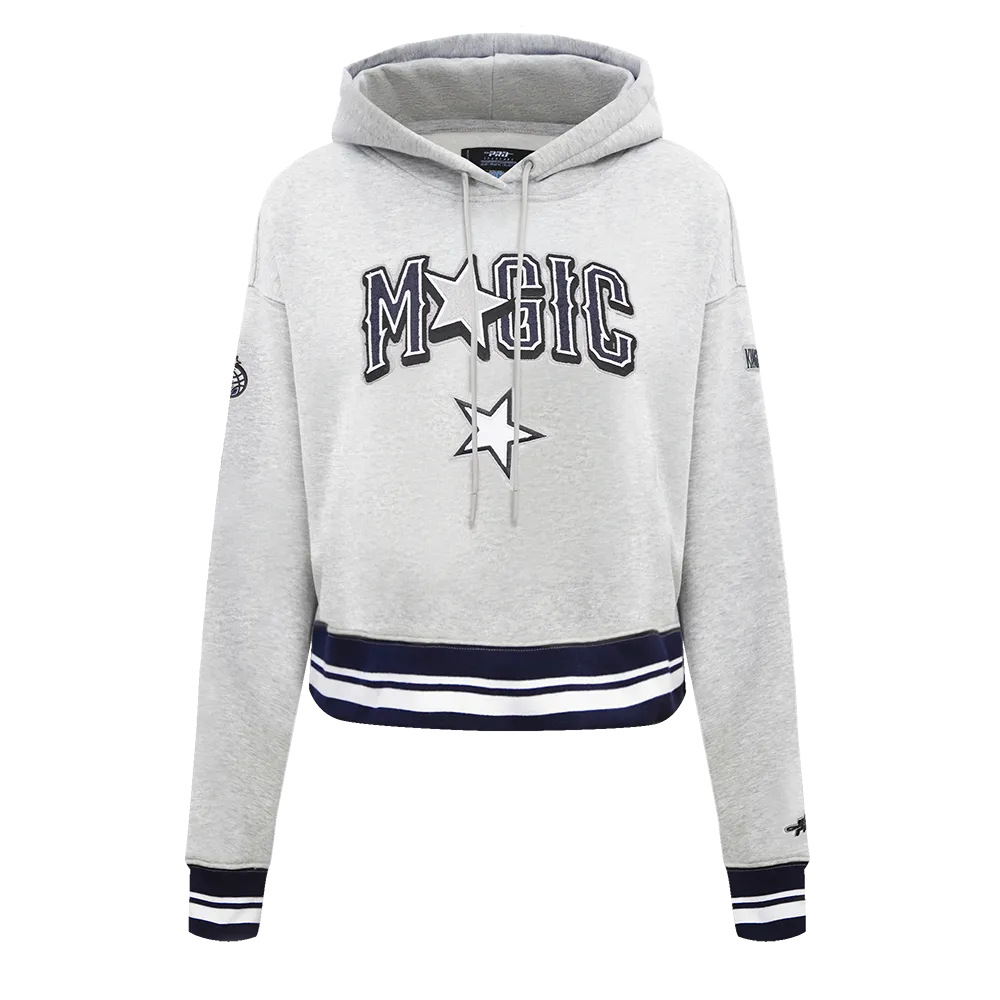 NBA ORLANDO MAGIC CITY EDITION 24-25 WOMEN'S RIB FLC CROPPED PO HOODIE (HEATHER GREY/MIDNIGHT NAVY)