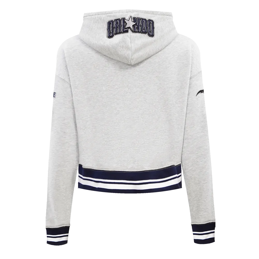 NBA ORLANDO MAGIC CITY EDITION 24-25 WOMEN'S RIB FLC CROPPED PO HOODIE (HEATHER GREY/MIDNIGHT NAVY)
