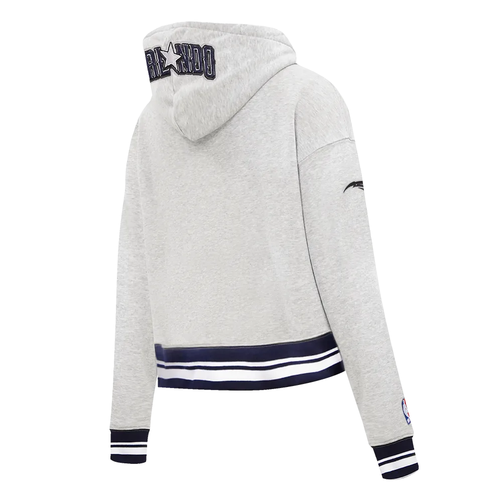 NBA ORLANDO MAGIC CITY EDITION 24-25 WOMEN'S RIB FLC CROPPED PO HOODIE (HEATHER GREY/MIDNIGHT NAVY)