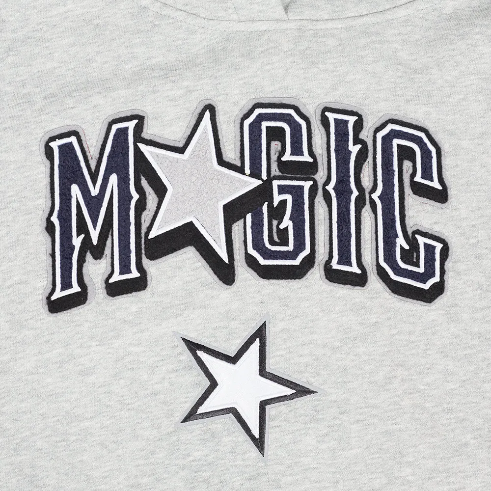 NBA ORLANDO MAGIC CITY EDITION 24-25 WOMEN'S RIB FLC CROPPED PO HOODIE (HEATHER GREY/MIDNIGHT NAVY)