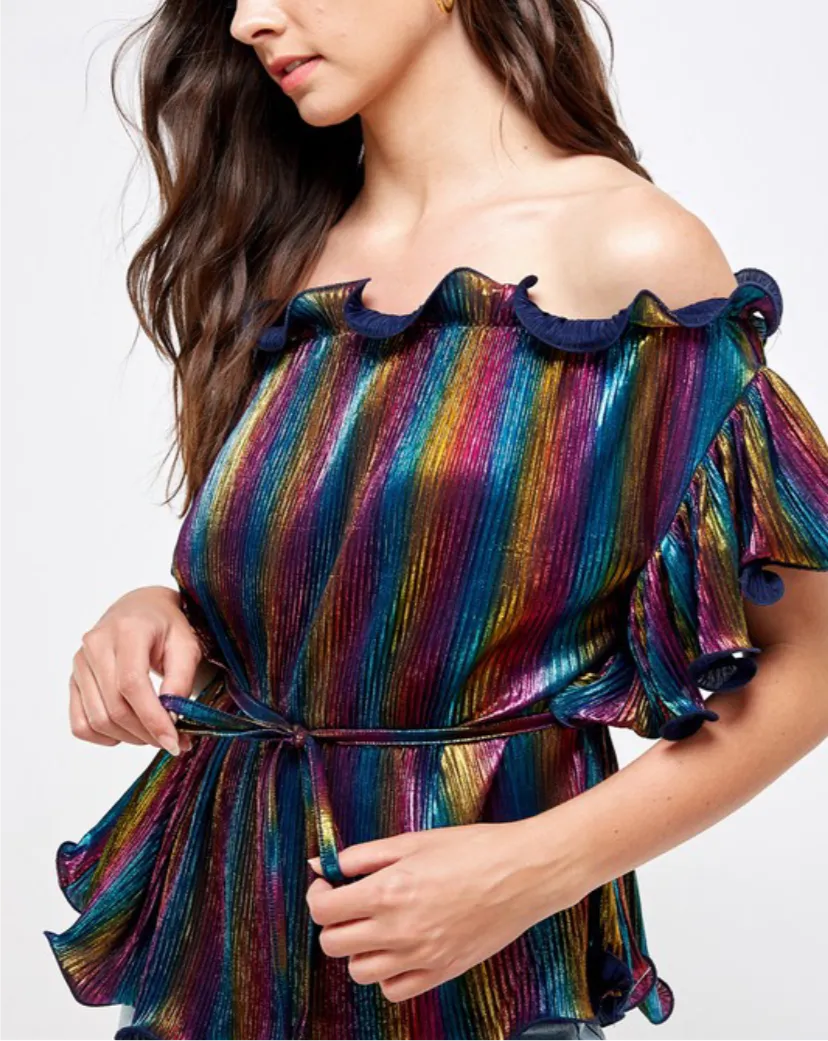 Off Shoulder Multi Color Top