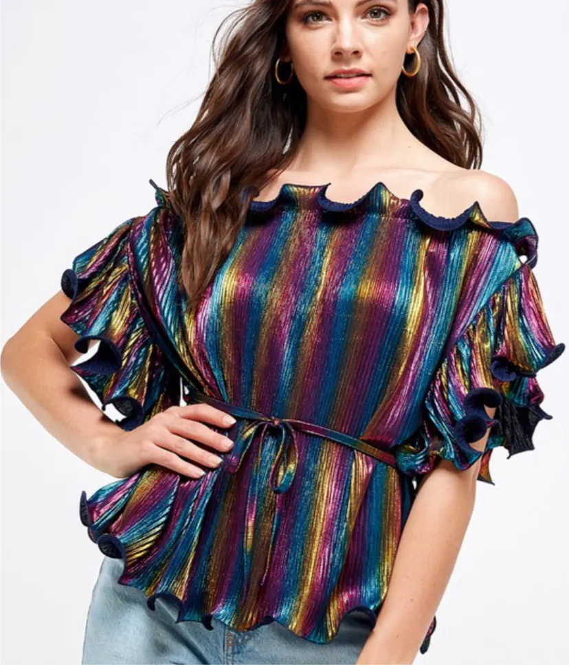 Off Shoulder Multi Color Top
