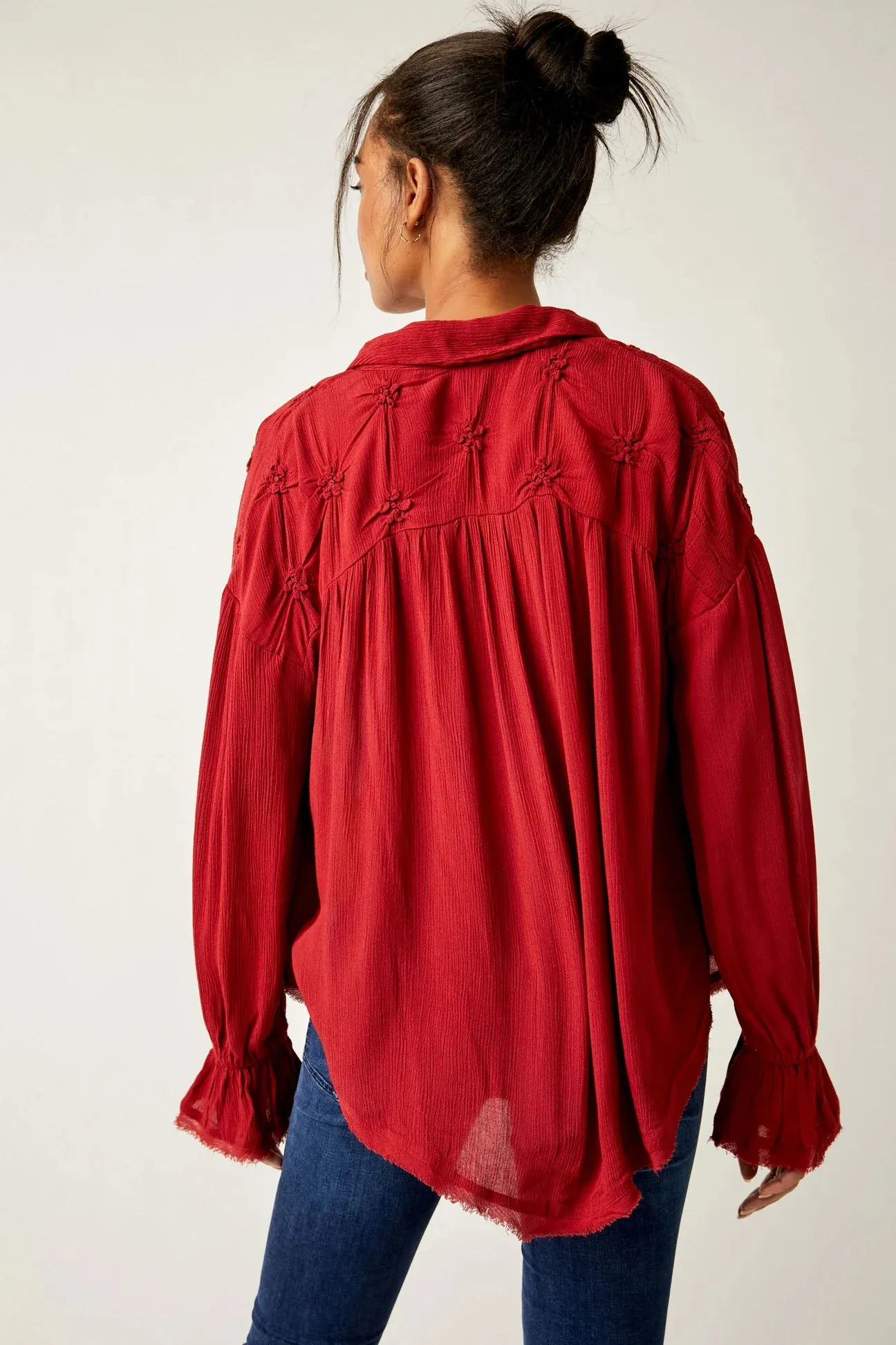 Olivia Smocked Top- Berry