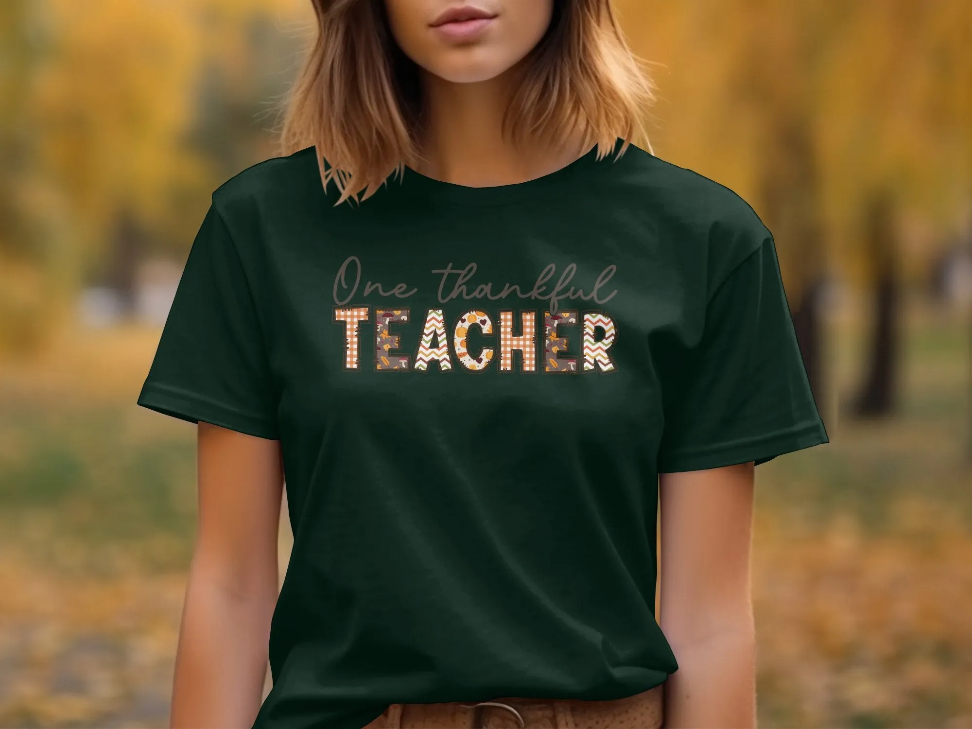 One Thankful Teacher Shirt,Tank, Sweatshirt and Matching Family Shirts. Perfect for a Fall, Autumn or Thanksgiving Gift