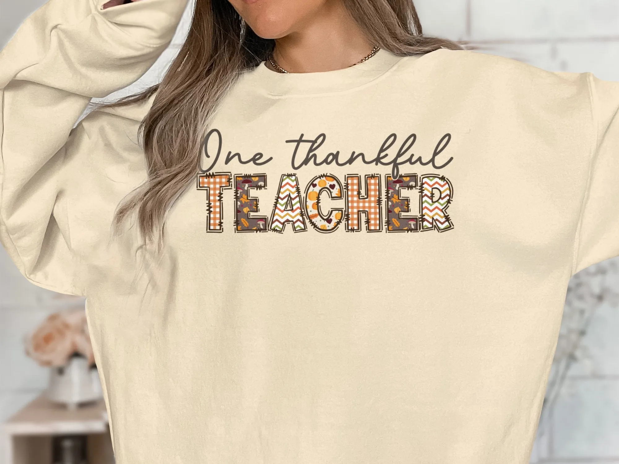 One Thankful Teacher Shirt,Tank, Sweatshirt and Matching Family Shirts. Perfect for a Fall, Autumn or Thanksgiving Gift
