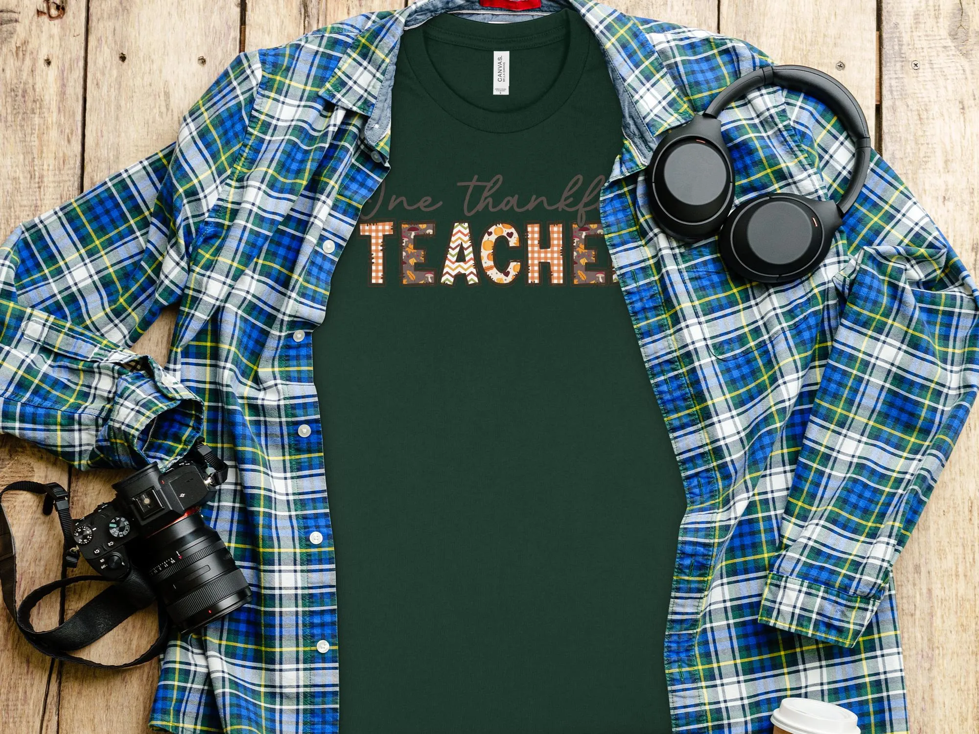 One Thankful Teacher Shirt,Tank, Sweatshirt and Matching Family Shirts. Perfect for a Fall, Autumn or Thanksgiving Gift