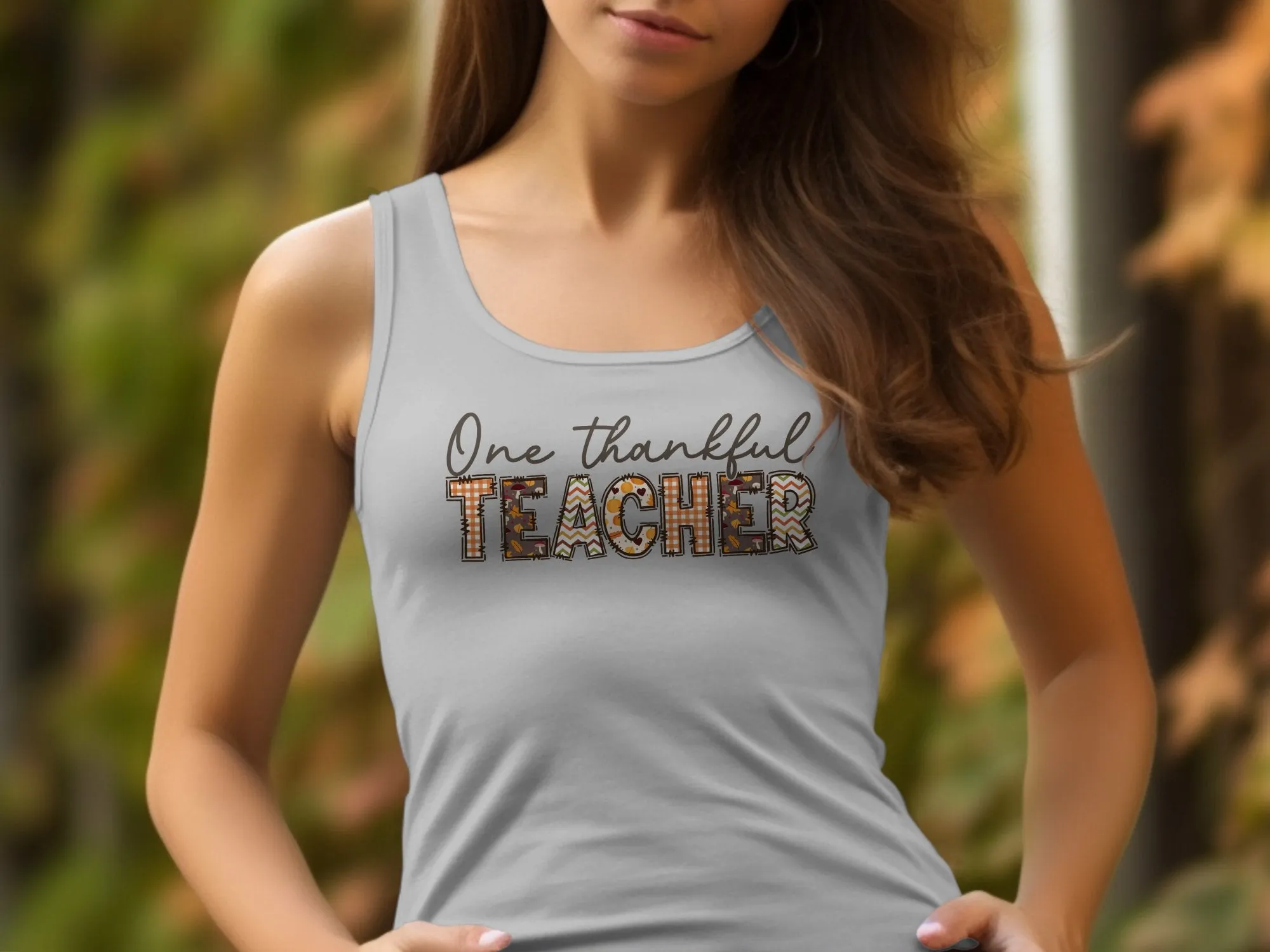 One Thankful Teacher Shirt,Tank, Sweatshirt and Matching Family Shirts. Perfect for a Fall, Autumn or Thanksgiving Gift