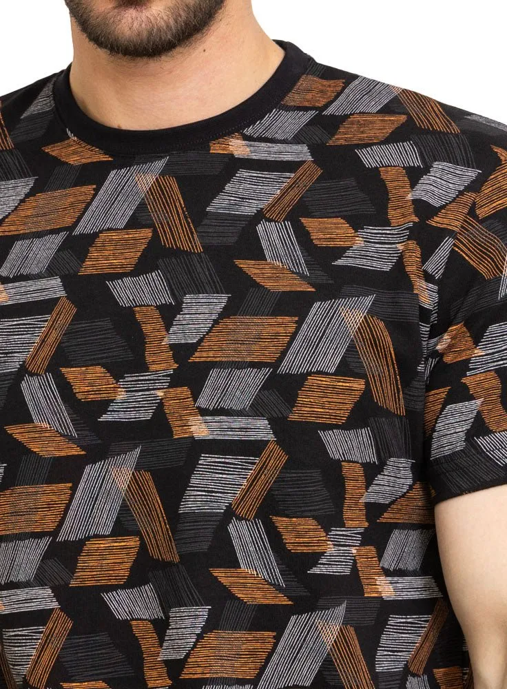Orange Printed Round T-Shirt Design 2