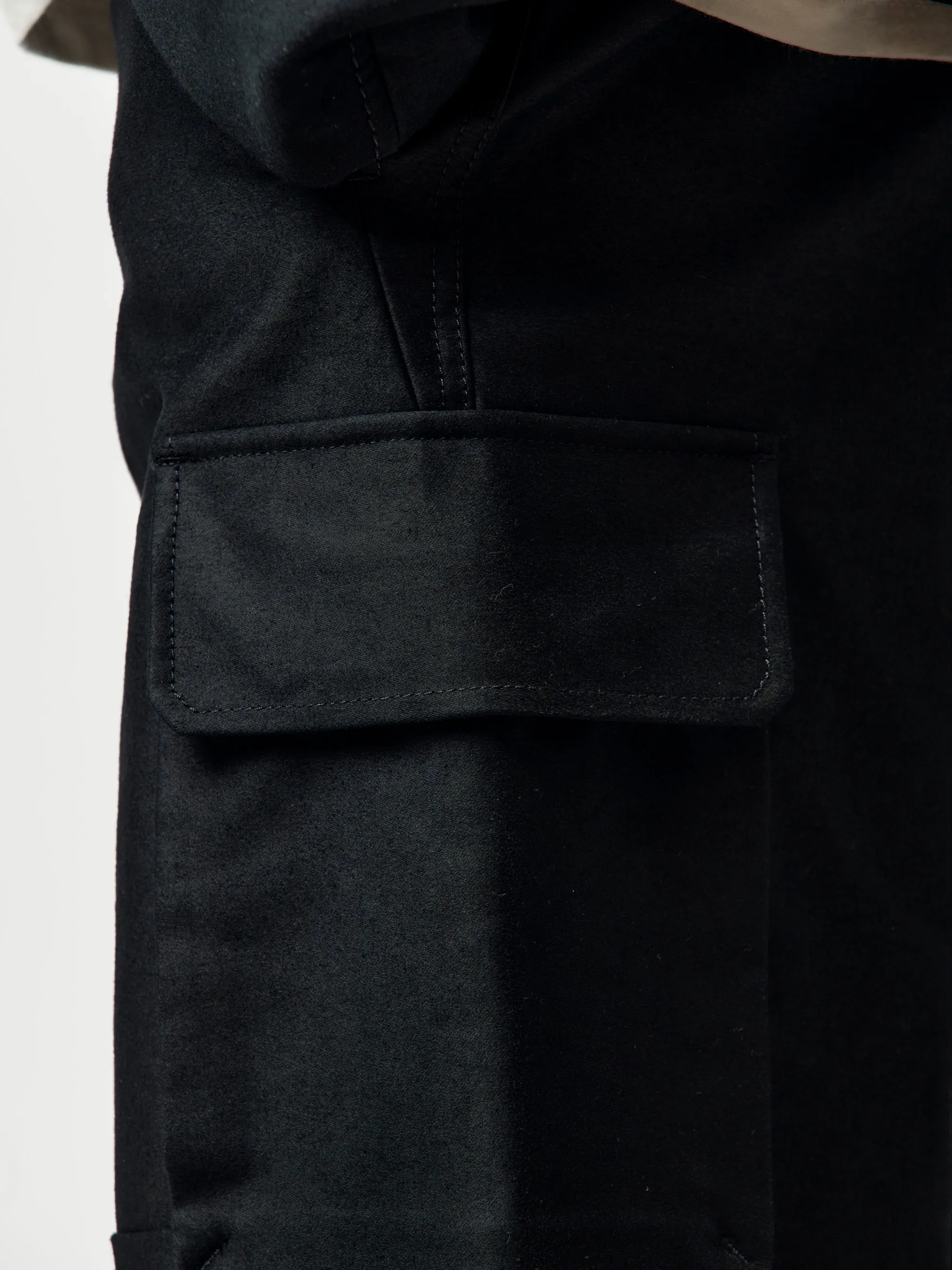 Organic Cotton Moleskin Cargo Pants (Black)