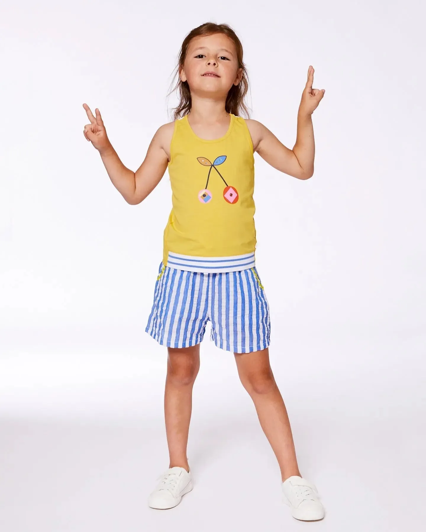 Organic Cotton Tank Top Yellow And Cherries