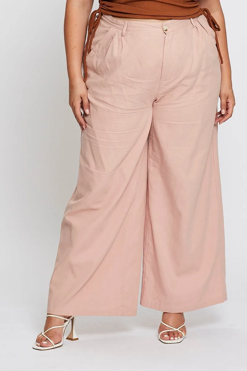 Pink High Waist Wide Leg Pant