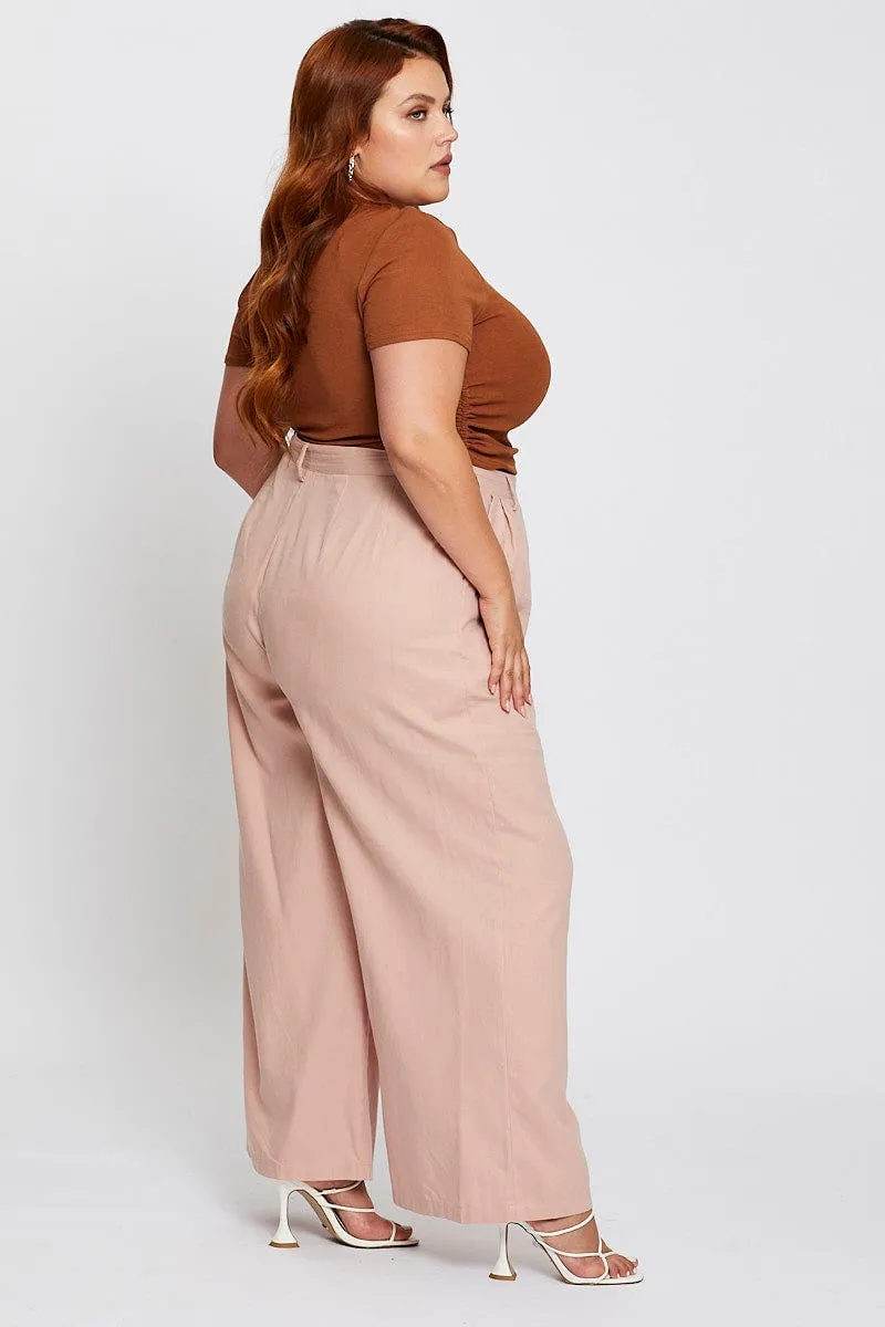 Pink High Waist Wide Leg Pant