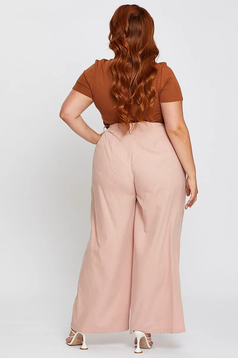 Pink High Waist Wide Leg Pant