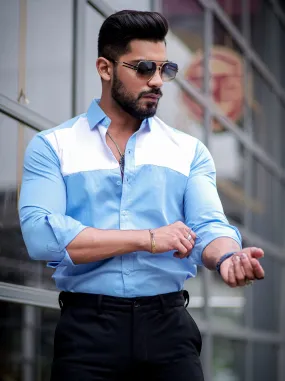 Powder Blue Cut n Sew Cotton Shirt