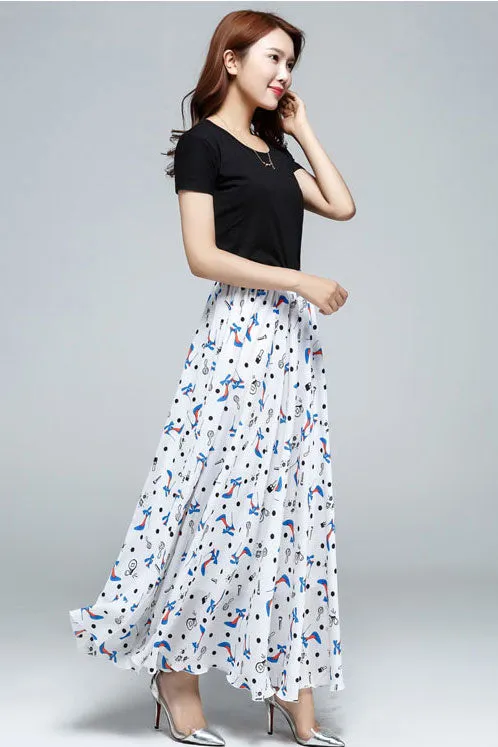 Printed Chiffon Maxi Skirt 3608