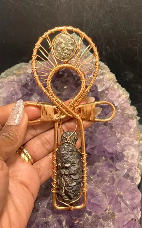 Prophecy Stone and Golden Prophecy "Marcasite/Pyrite" Stone Pocket Copper Ankh