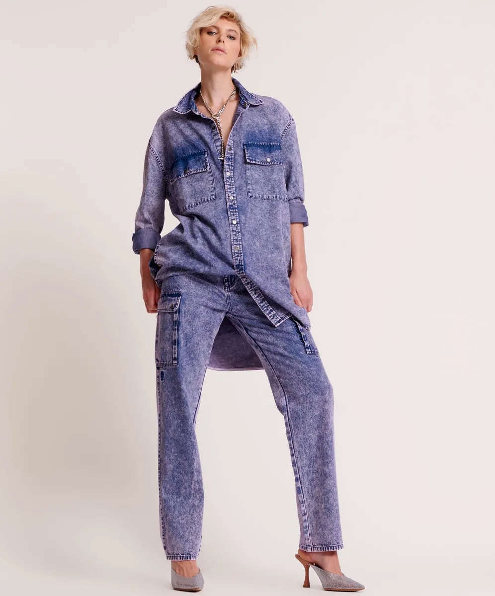 PURPLE RAIN CARGO MOTION DENIM JEANS