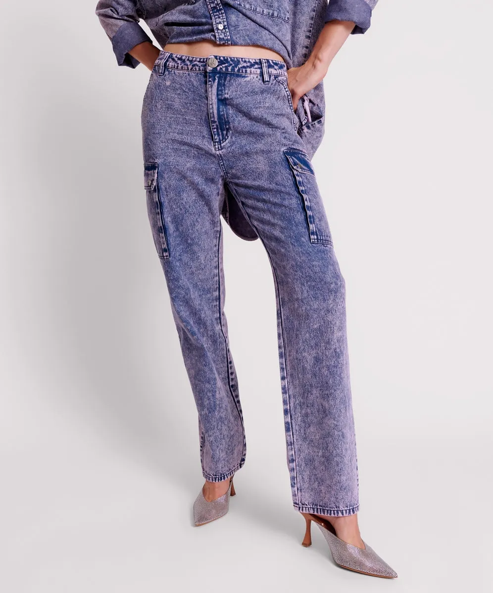 PURPLE RAIN CARGO MOTION DENIM JEANS