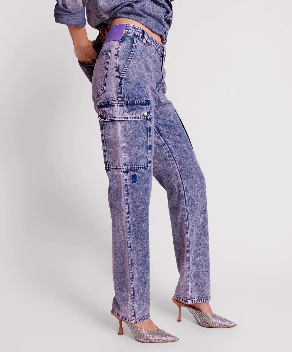 PURPLE RAIN CARGO MOTION DENIM JEANS