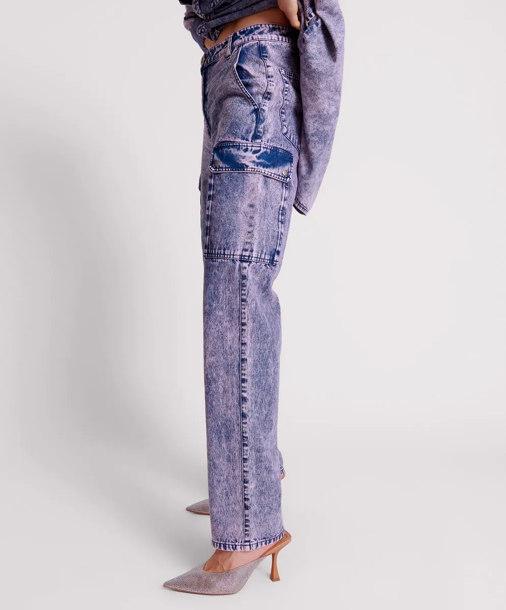 PURPLE RAIN CARGO MOTION DENIM JEANS