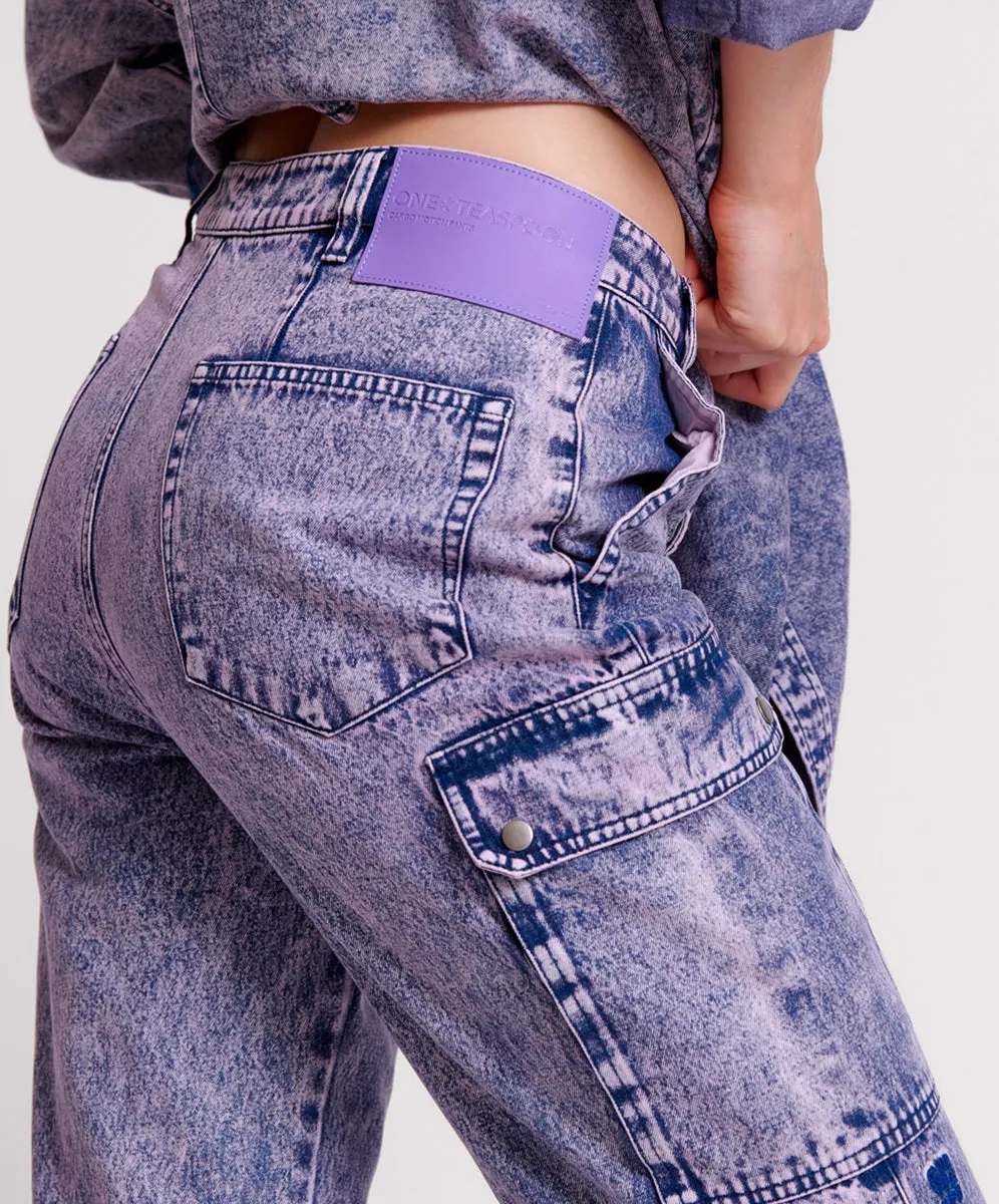 PURPLE RAIN CARGO MOTION DENIM JEANS