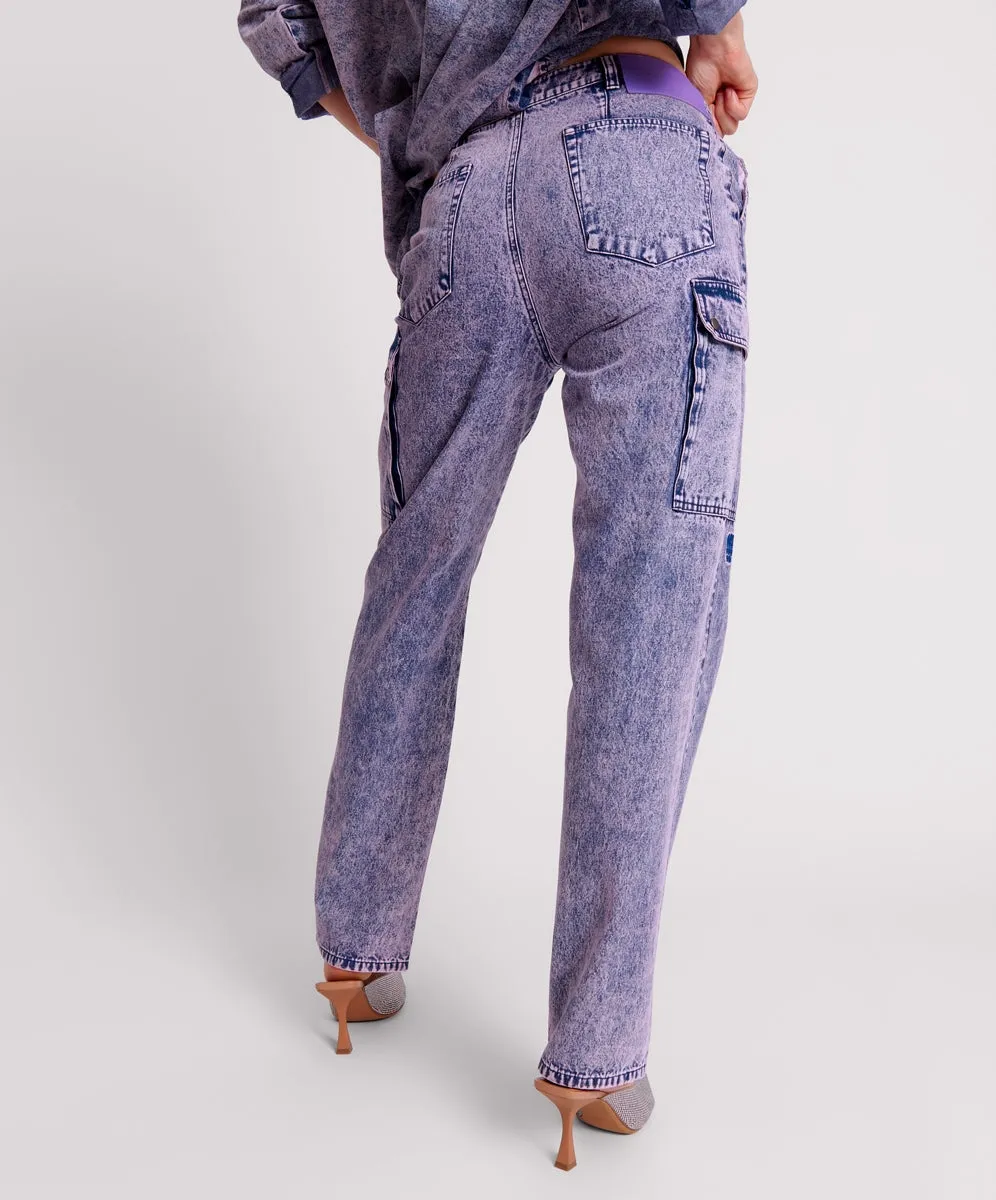 PURPLE RAIN CARGO MOTION DENIM JEANS