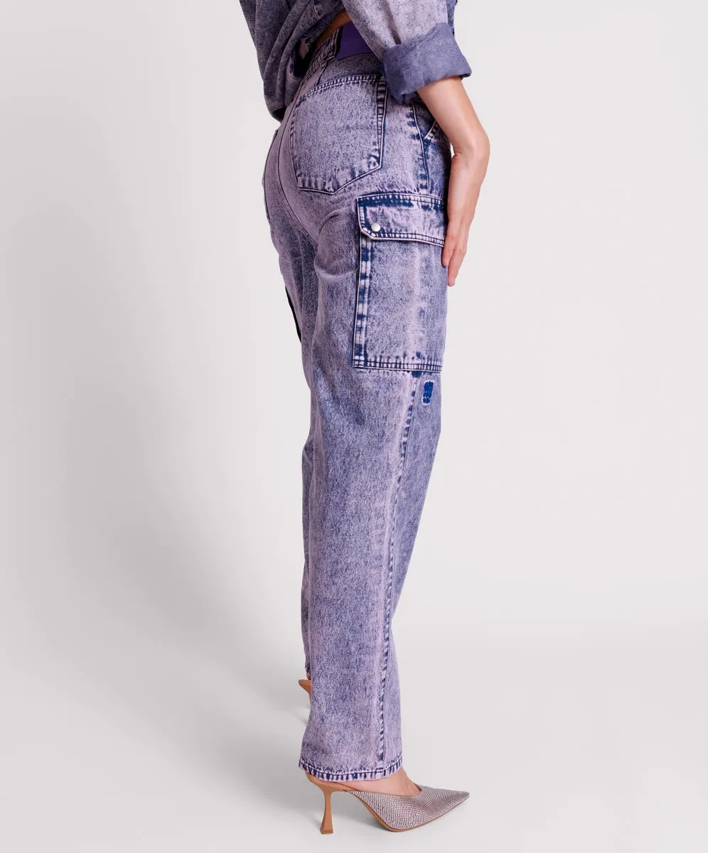 PURPLE RAIN CARGO MOTION DENIM JEANS